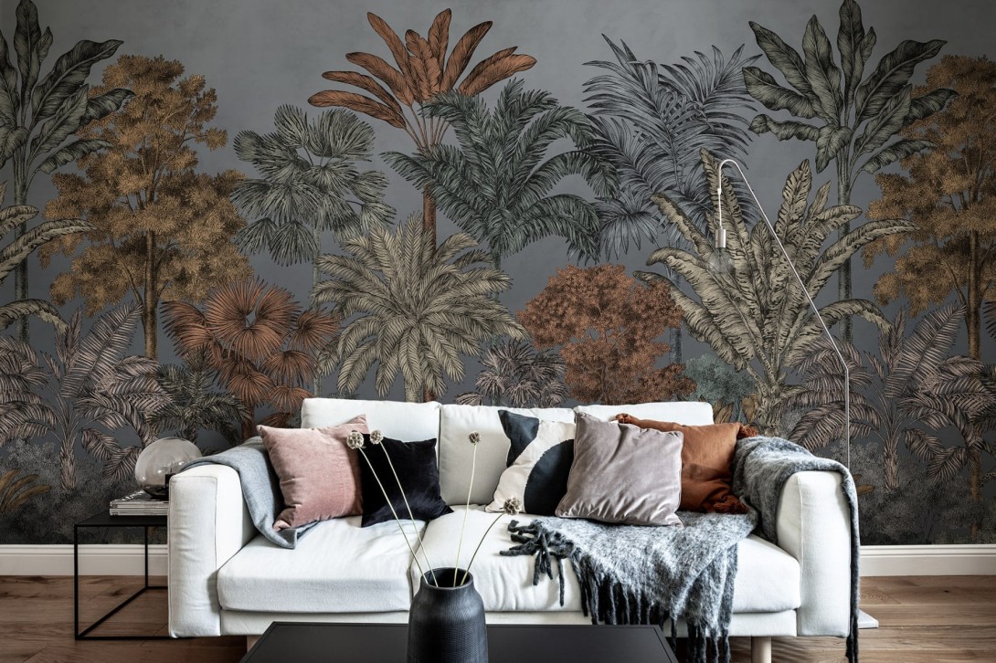 Rebel Walls R17592 Rebel Favorites Tropical Bellewood Night - mural w egzotyczne drzewa