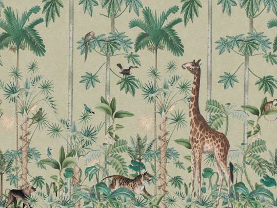 Rebel Walls R16794 Rebel Favorites Giraffe's Stroll Sunny - mural w egzotyczne zwierzęta i rośliny