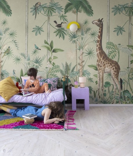 Rebel Walls R16794 Rebel Favorites Giraffe's Stroll Sunny - mural w egzotyczne zwierzęta i rośliny