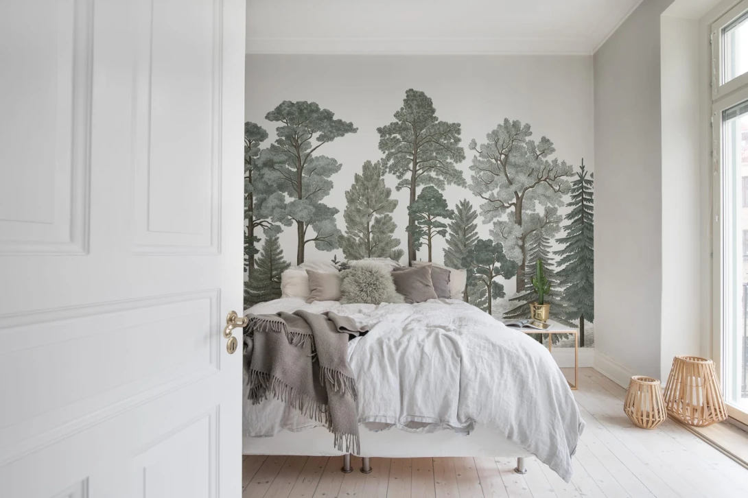 Rebel Walls R17202 Rebel Favorites Scandinavian Frost - mural w drzewa