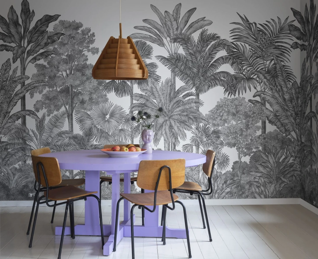 Rebel Walls R17594 Rebel Favorites Tropical Bellewood Graphite - mural w egzotyczne drzewa
