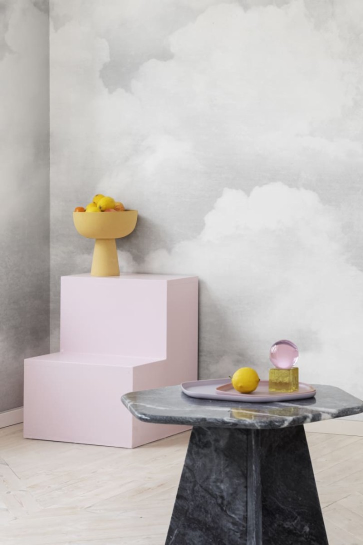 Rebel Walls R14013 Rebel Favorites Cuddle Clouds Graphite - mural w chmury