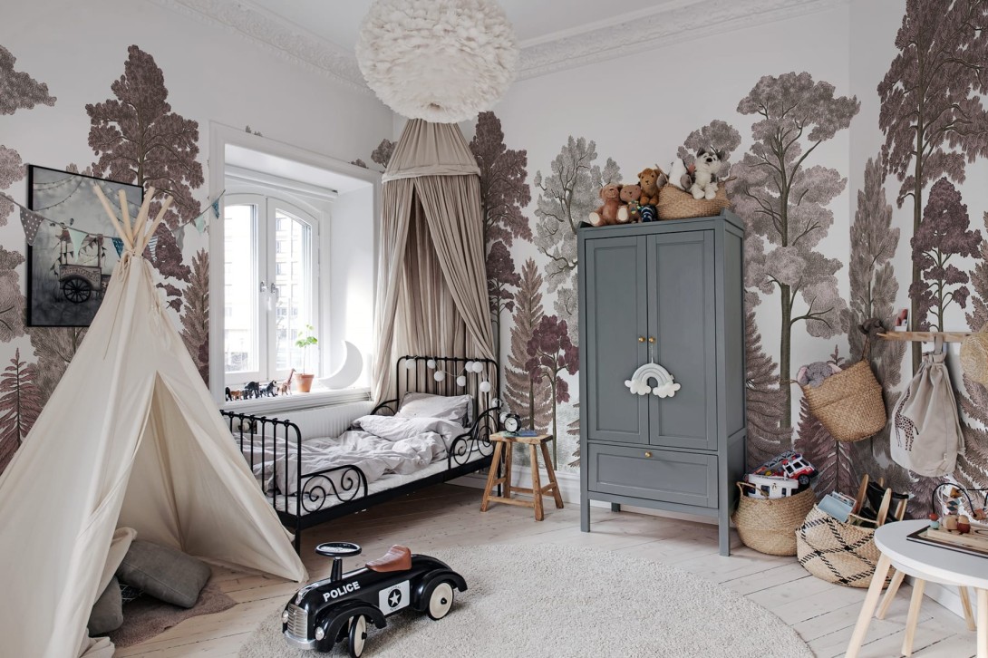 Rebel Walls R17203 Rebel Favorites Scandinavian Dawn - mural w drzewa