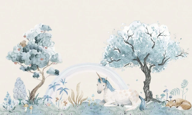 Rebel Walls R18183 Rebel Favorites Unicorn Dream Sky - mural dla dzieci w jednorożce