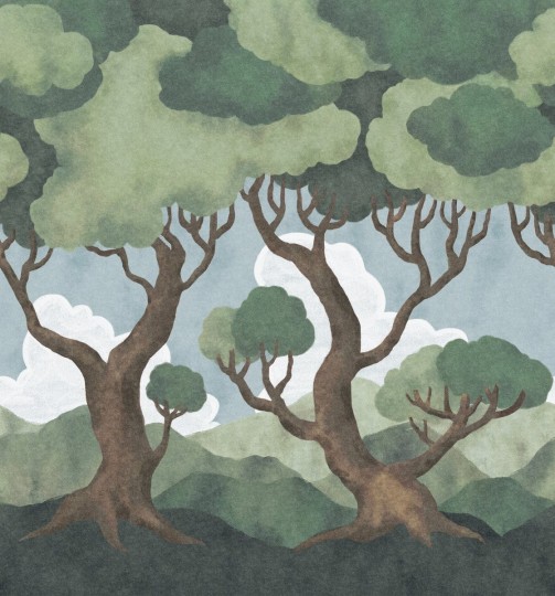 Boras Tapeter 9619W Kids Collection In The Forest Green - mural dziecięcy las