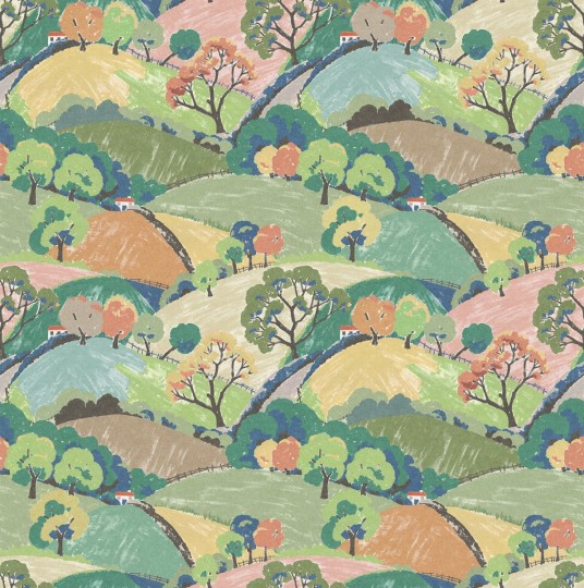 Boras Tapeter 9622W Kids Collection Hills and Trees Multi - mural wiejski malowany krajobraz