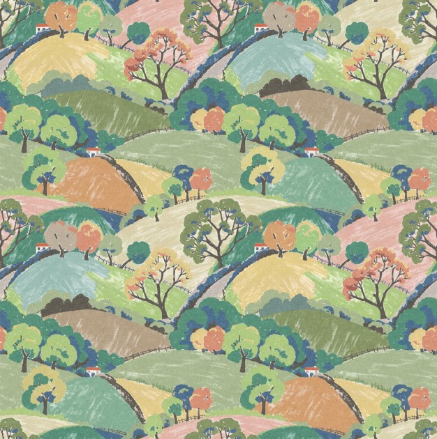 Boras Tapeter 9622W Kids Collection Hills and Trees Multi - mural wiejski malowany krajobraz