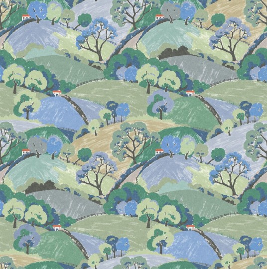 Boras Tapeter 9623W Kids Collection Hills and Trees Blue - mural wiejski malowany krajobraz