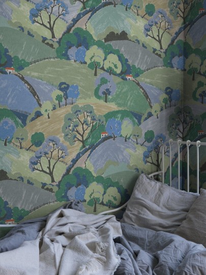 Boras Tapeter 9623W Kids Collection Hills and Trees Blue - mural wiejski malowany krajobraz