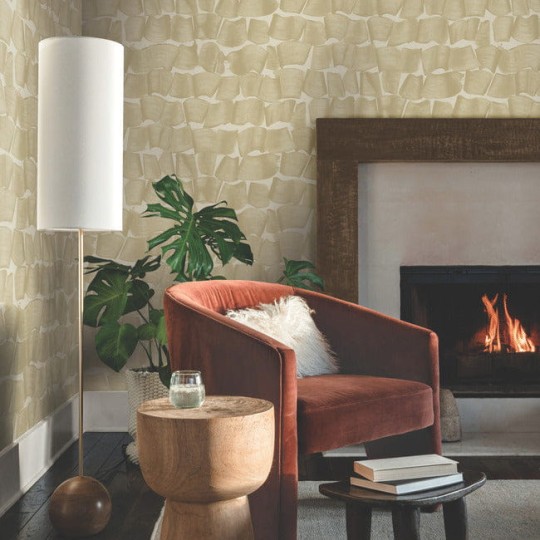 York OI0652 New Origins Brushed Ink Golden - tapeta w artystyczne pociągnięcia pędzla na tle imitującym płótno