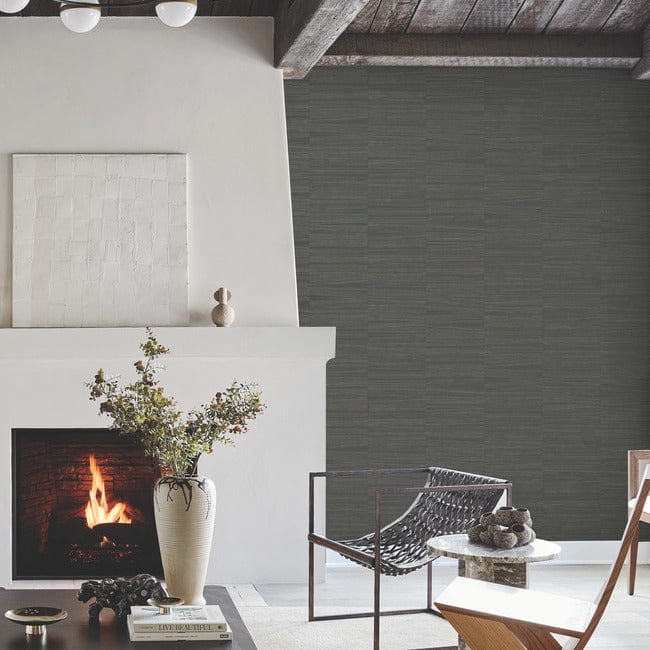 York OI0661 New Origins Natural Line Stripe Charcoal - tapeta strukturalna w metaliczne linie