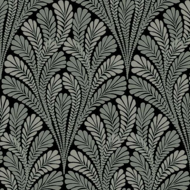 York BW3951 Damask Resource Library Shell Damask Black/Glint - tapeta w stylizowane liście