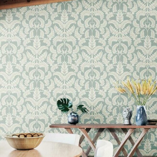York DM4964 Damask Resource Library Royal Fern Damask Eucalyptus - tapeta w stylizowane paprocie