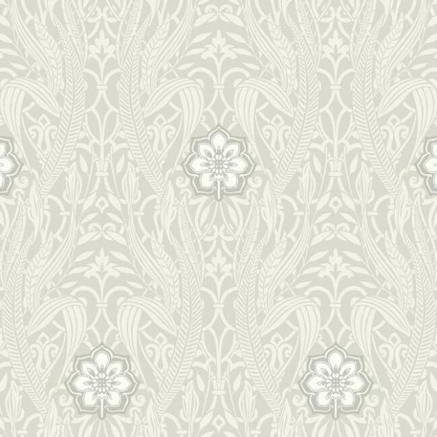 York DM4992 Damask Resource Library Gatsby Damask Grey - tapeta w stylizowane rośliny