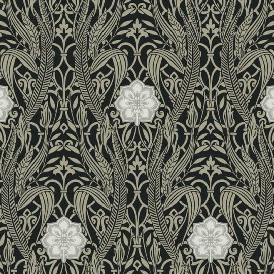 York DM4995 Damask Resource Library Gatsby Damask Black - tapeta w stylizowane rośliny