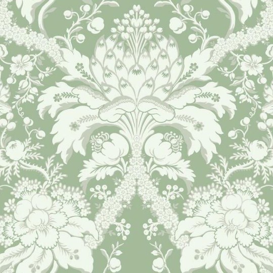 York DM4954 Damask Resource Library French Artichoke Damask Green - tapeta w stylizowane rośliny