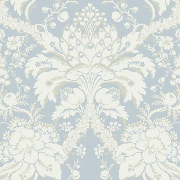 York DM4955 Damask Resource Library French Artichoke Damask Periwinkle - tapeta w stylizowane rośliny
