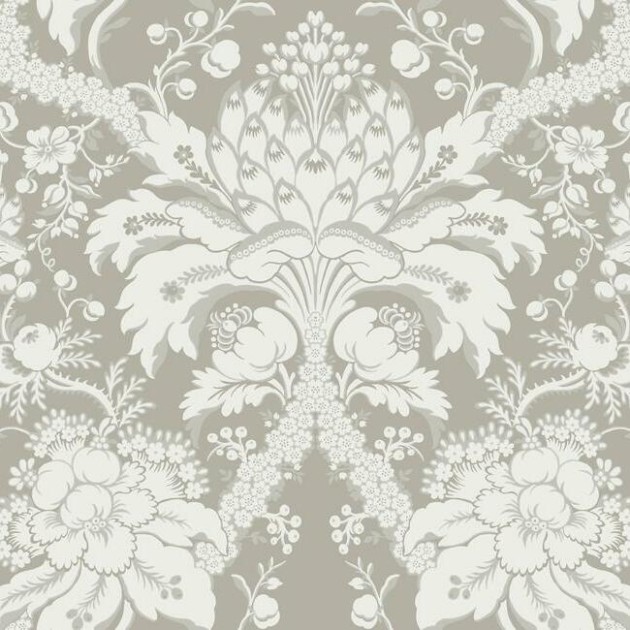 York DM4952 Damask Resource Library French Artichoke Damask Mink - tapeta w stylizowane rośliny