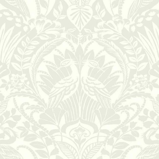 York DM4997 Damask Resource Library Egret Damask Taupe - tapeta w stylizowane rośliny i ptaki