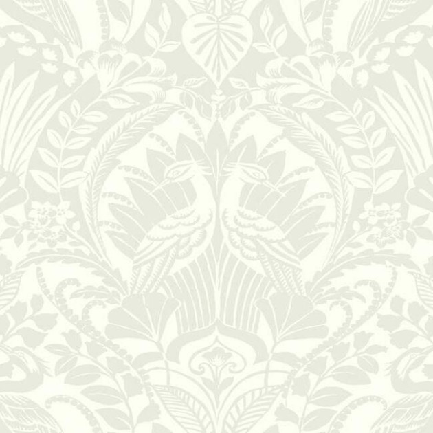 York DM4997 Damask Resource Library Egret Damask Taupe - tapeta w stylizowane rośliny i ptaki