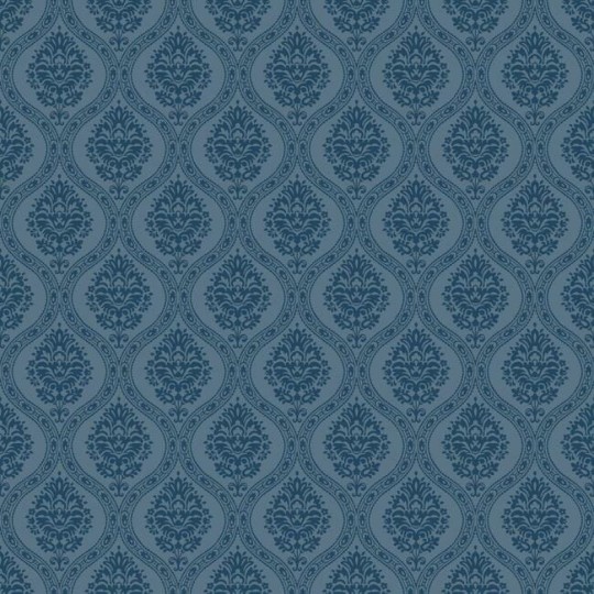 York DM5030 Damask Resource Library Petite Ogee Navy - tapeta w stylizowane rośliny