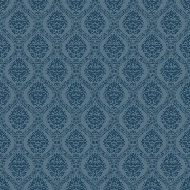 York DM5030 Damask Resource Library Petite Ogee Navy - tapeta w stylizowane rośliny