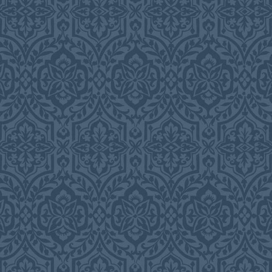 York DM5037 Damask Resource Library Cathedral Damask Indigo - tapeta w roślinny wzór imitujący witraże