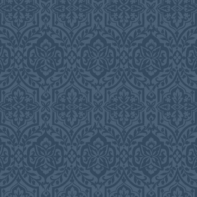 York DM5037 Damask Resource Library Cathedral Damask Indigo - tapeta w roślinny wzór imitujący witraże