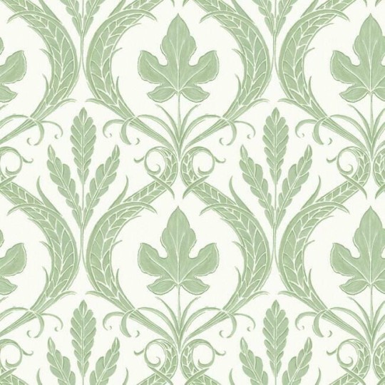 York DM4921 Damask Resource Library Adirondack Damask Green/White - tapeta w stylizowane liście klonu