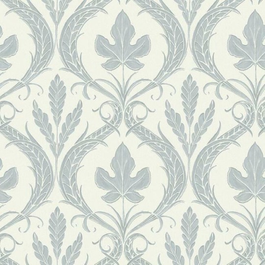 York DM4922 Damask Resource Library Adirondack Damask Smokey Blue/Beige - tapeta w stylizowane liście klonu
