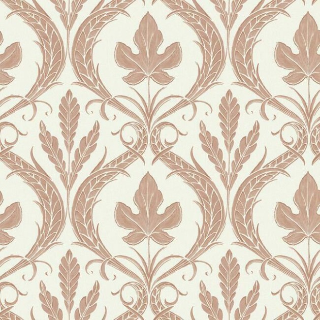York DM4923 Damask Resource Library Adirondack Damask Clay/Beige - tapeta w stylizowane liście klonu