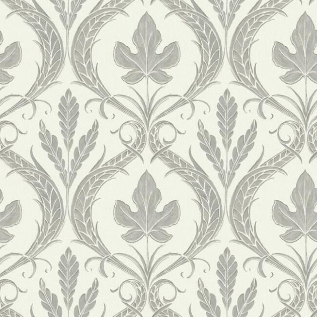 York DM4925 Damask Resource Library Adirondack Damask Grey/Beige - tapeta w stylizowane liście klonu