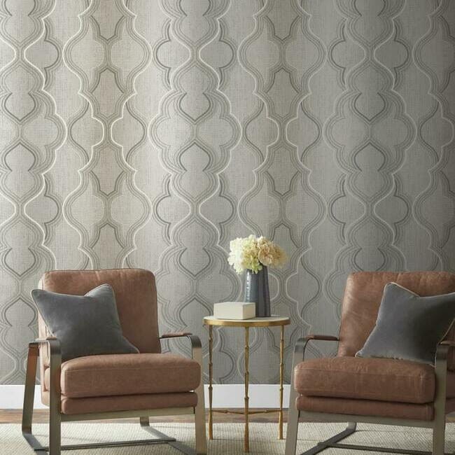 York DM4941 Damask Resource Library Modern Ombre Damask Beige - tapeta w geometryczny wzór ogee