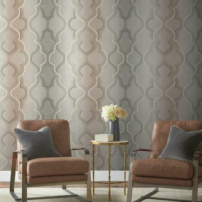 York DM4943 Damask Resource Library Modern Ombre Damask Clay - tapeta w geometryczny wzór ogee