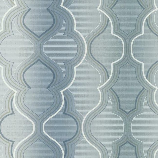 York DM4944 Damask Resource Library Modern Ombre Damask Blue - tapeta w geometryczny wzór ogee