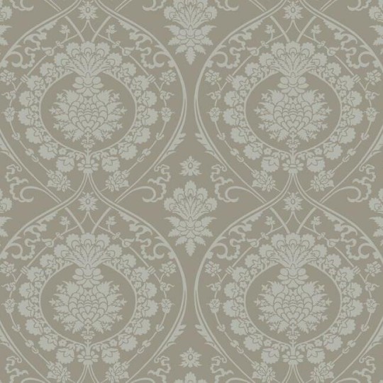 York DM4902 Damask Resource Library Imperial Damask Mink/Silver - tapeta w stylizowane rośliny