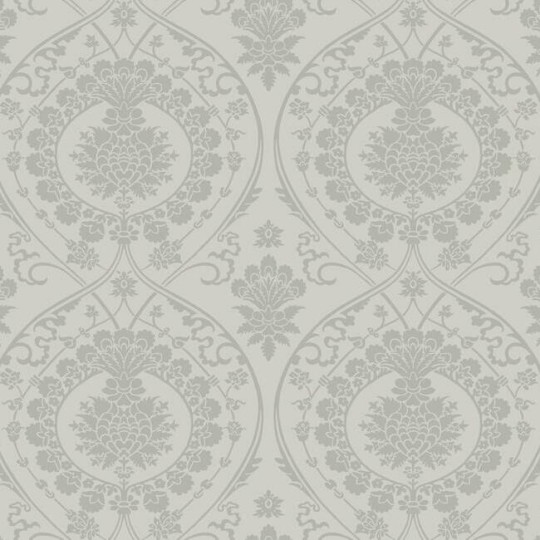 York DM4904 Damask Resource Library Imperial Damask Grey/Silver - tapeta w stylizowane rośliny