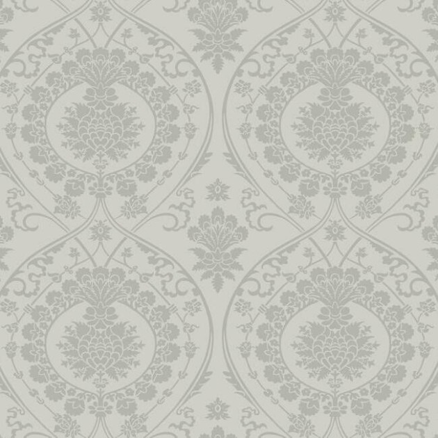 York DM4904 Damask Resource Library Imperial Damask Grey/Silver - tapeta w stylizowane rośliny