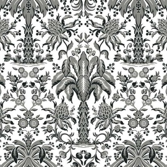 York DM5014 Damask Resource Library Palmetto Palm Damask Black - tapeta w stylizowane palmy
