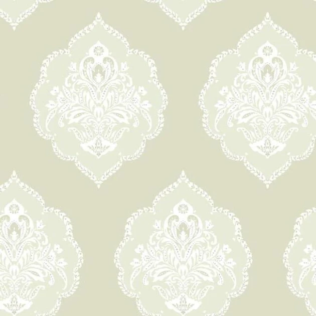 York DM4983 Damask Resource Library Tudor Signet Medallion Damask Beige - tapeta w roślinne ornamenty
