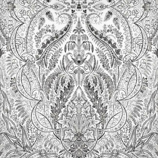York DM4911M Damask Resource Library Jaipur Paisley Damask Black/White - mural w roślinne ornamenty