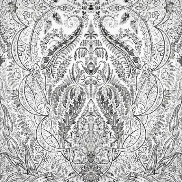 York DM4911M Damask Resource Library Jaipur Paisley Damask Black/White - mural w roślinne ornamenty