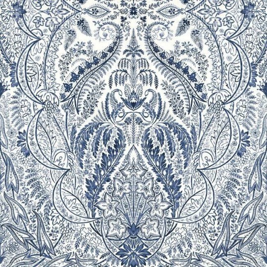 York DM4912M Damask Resource Library Jaipur Paisley Damask Indigo/White - mural w roślinne ornamenty