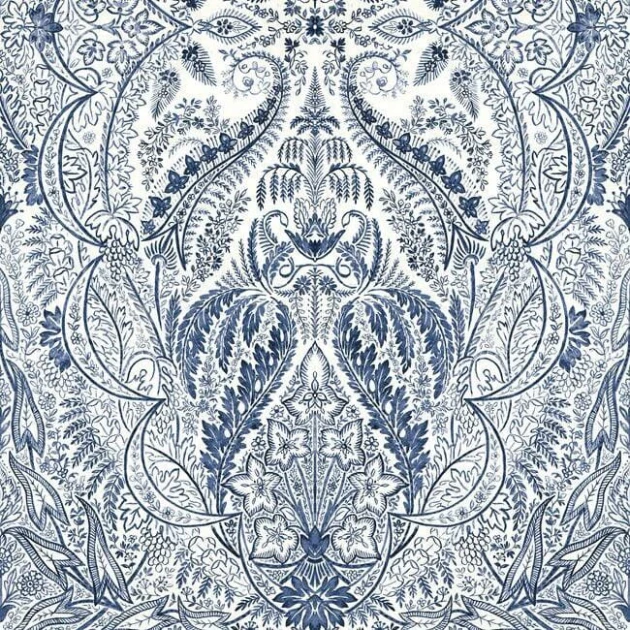 York DM4912M Damask Resource Library Jaipur Paisley Damask Indigo/White - mural w roślinne ornamenty