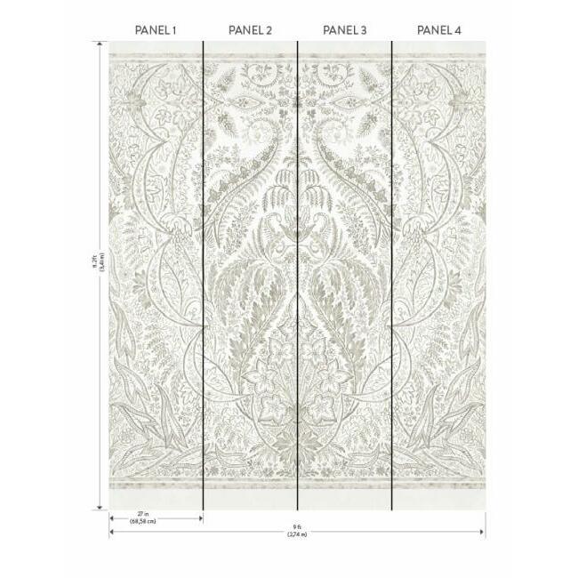 York DM4913M Damask Resource Library Jaipur Paisley Damask Beige/White - mural w roślinne ornamenty
