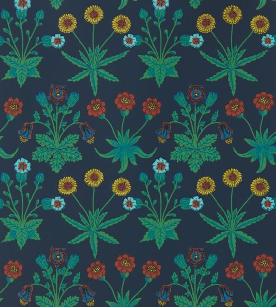 Morris & Co. 510034 Bedford Park Daisy Midnight - tapeta w stokrotki
