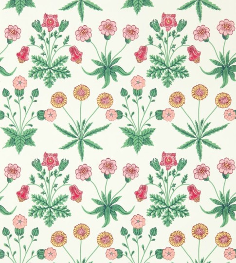 Morris & Co. 510005 Bedford Park Daisy Strawberry Fields - tapeta w stokrotki