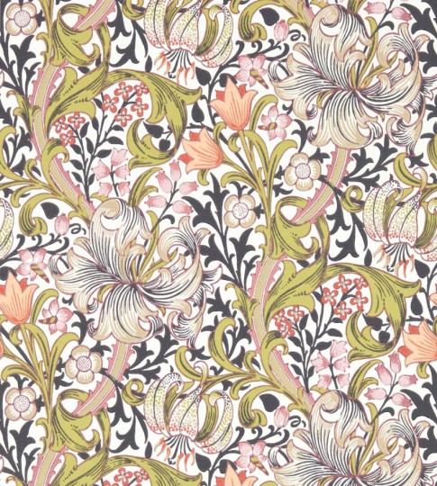 Morris & Co. 510015 Bedford Park Golden Lily Espresso - tapeta roślinna