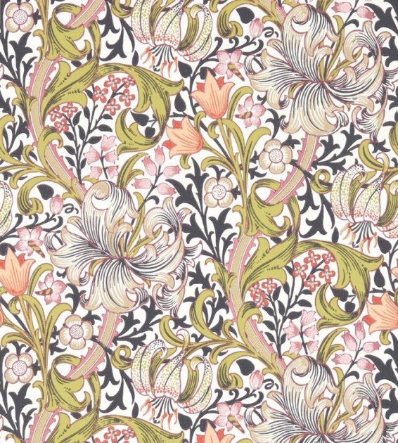 Morris & Co. 510015 Bedford Park Golden Lily Espresso - tapeta roślinna