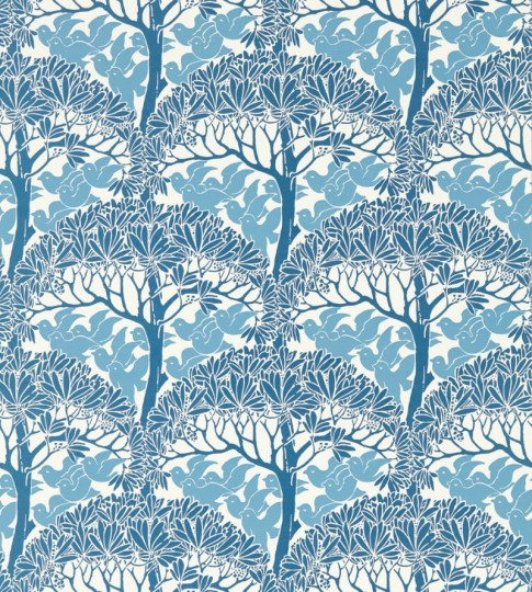 Morris & Co. 217339 Bedford Park The Savaric Cirrus - tapeta w drzewa na tle ptaków